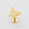 SPARKLING BUTTERFLY GLITTER CHARM THREADLESS LABRET SET 316L SURGICAL STEEL